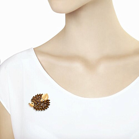 Брошь SOKOLOV - Серебро 925, Раухтопаз, Эмаль (арт. 92040071)