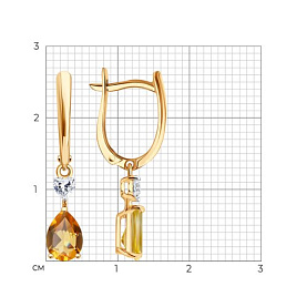 Серьги SOKOLOV - Золото 585, Фианит, Цитрин (арт. 729365)