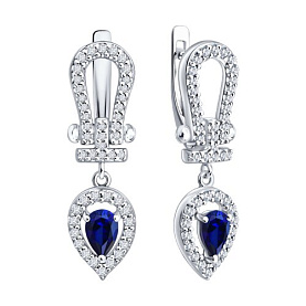 Серьги SOKOLOV - Серебро 925, Фианит, Сапфир (арт. 62020034)