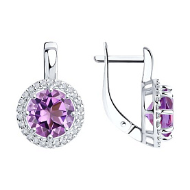 Серьги Diamant - Серебро 925, Аметист, Фианит (арт. 94-320-02052-3)