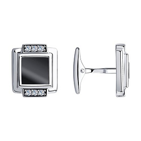 Запонки Diamant - Серебро 925, Синтетическая шпинель, Фианит (арт. 94-160-00365-1)