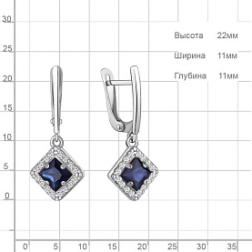 Серьги Аквамарин - Серебро 925, Синтетический сапфир , Фианит (арт. 47748АБ.5)