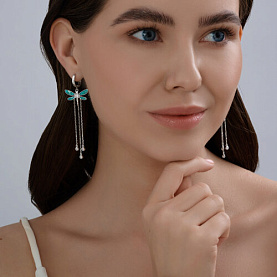 Серьги Diamant - Серебро 925, Фианит, Эмаль (арт. 94-121-02245-1)