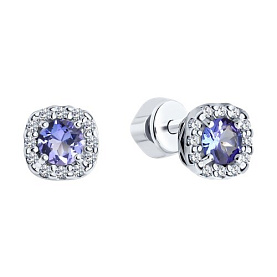 Серьги SOKOLOV - Серебро 925, Танзанит, Фианит (арт. 92022801)