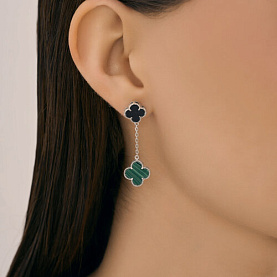 Серьги SOKOLOV - Серебро 925, Малахит, Оникс (арт. 83020449)