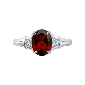 Кольцо SOKOLOV - Серебро 925, Гранат, Фианит (арт. 92011784)