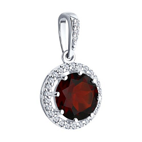 Подвеска Diamant - Серебро 925, Гранат, Фианит (арт. 94-330-02052-2)