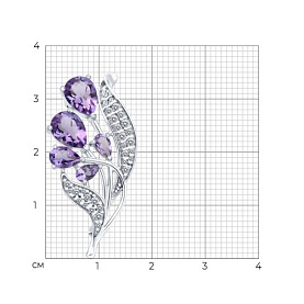 Брошь SOKOLOV - Серебро 925, Аметист, Фианит (арт. 92040127)