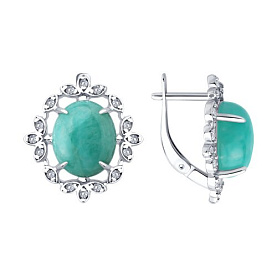 Серьги SOKOLOV - Серебро 925, Амазонит, Фианит (арт. 83020437)