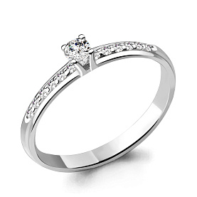 Кольцо Аквамарин - Серебро 925, Фианит (арт. 65502А.5)