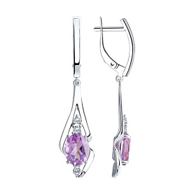 Серьги SOKOLOV - Серебро 925, Аметист, Фианит (арт. 92022254)