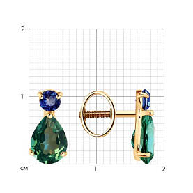Серьги SOKOLOV - Золото 585, Сапфир, Турмалин (арт. 728998)