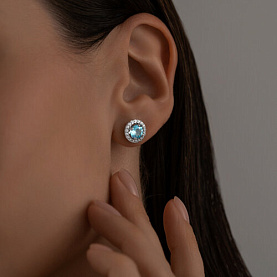Серьги SOKOLOV - Серебро 925, Топаз, Фианит (арт. 92022807)