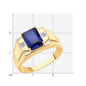 Кольцо SOKOLOV - Золото 585, Синтетический сапфир , Фианит (арт. 715739)