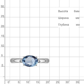 Кольцо Аквамарин - Серебро 925, Топаз, Фианит (арт. 65004905А.5)