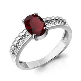 Кольцо Аквамарин - Серебро 925, Гранат, Фианит (арт. 65019803А.5)