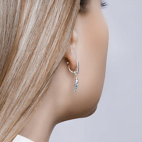 Серьги SOKOLOV - Серебро 925, Синтетический рубин, Фианит, Эмаль (арт. 94022984)