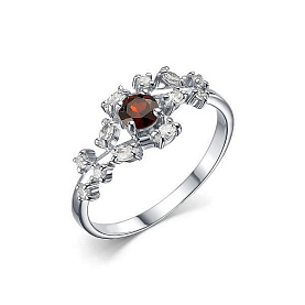 Кольцо Дар - Серебро 925, Гранат, Фианит (арт. К-3832рс404200)