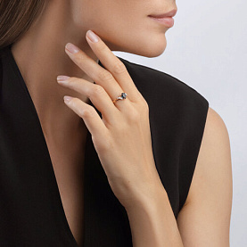 Кольцо SOKOLOV - Золото 375, Топаз лондон, Фианит (арт. 37716749)