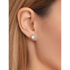 Серьги Атолл - Золото 585, Фианит, Эмаль (арт. 20487эс14)