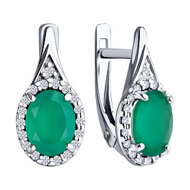Серьги Diamant - Серебро 925, Агат, Фианит (арт. 94-320-00179-2)