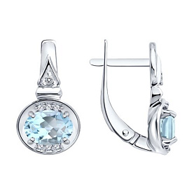 Серьги SOKOLOV - Серебро 925, Топаз, Фианит (арт. 92025355)