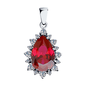Подвеска SOKOLOV - Серебро 925, Синтетический рубин, Фианит (арт. 84030005)
