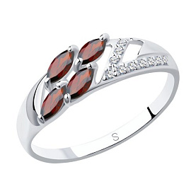 Кольцо SOKOLOV - Серебро 925, Гранат, Фианит (арт. 92011643)