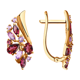 Серьги SOKOLOV - Золото 375, Аметист, Родолит (арт. 37724498)