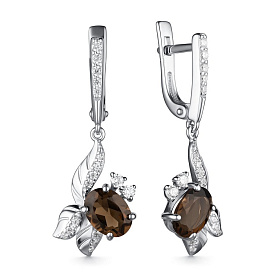 Серьги Дар - Серебро 925, Раухтопаз, Фианит (арт. С-3711рс40700)