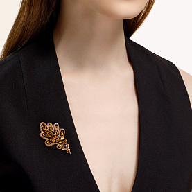 Брошь SOKOLOV - Серебро 925, Фианит, Цитрин (арт. 92040097)