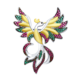 Брошь SOKOLOV - Серебро 925, Синтетический рубин, Фианит (арт. 94040130)