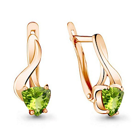 Серьги Аквамарин - Серебро 925, Хризолит (арт. 4419407.6)