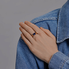 Кольцо SOKOLOV - Золото 585, Синтетический сапфир (арт. 716207)