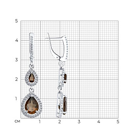 Серьги Diamant - Серебро 925, Раухтопаз, Фианит (арт. 94-321-02047-2)