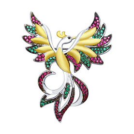 Брошь SOKOLOV - Серебро 925, Синтетический рубин, Фианит (арт. 94040130)