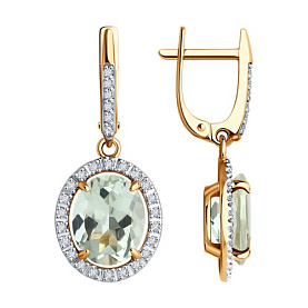 Серьги Diamant - Золото 585, Празиолит, Фианит (арт. 51-321-02442-3)