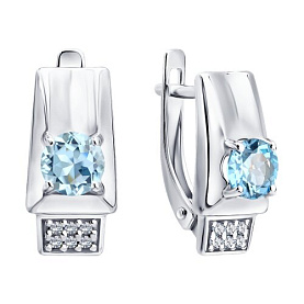 Серьги SOKOLOV - Серебро 925, Топаз, Фианит (арт. 92025409)