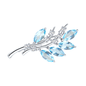 Брошь SOKOLOV - Серебро 925, Топаз, Фианит (арт. 92040009)