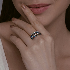 Кольцо SOKOLOV - Серебро 925, Синтетический сапфир , Фианит (арт. 88010077)