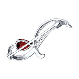 Брошь Diamant - Серебро 925, Гранат, Фианит (арт. 94-340-01053-2)