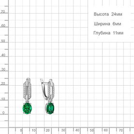 Серьги Аквамарин - Серебро 925, Синтетический изумруд, Фианит (арт. 450170АГ.5)