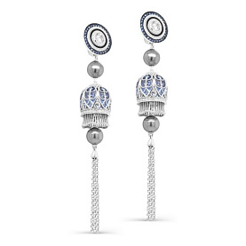 Серьги Кабаровских - Серебро 925, Жемчуг имитация, Фианит (арт. 12-400-0101)