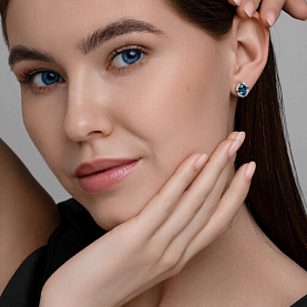 Серьги SOKOLOV - Золото 585, Топаз лондон, Фианит (арт. 728964)