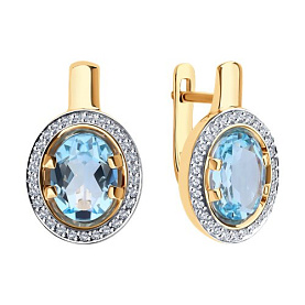 Серьги SOKOLOV - Золото 585, Топаз, Фианит (арт. 728921)