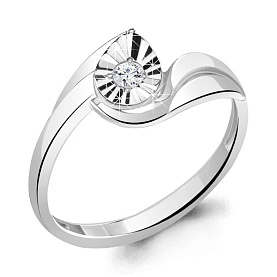 Кольцо Аквамарин - Серебро 925, Фианит (арт. 68974.5)