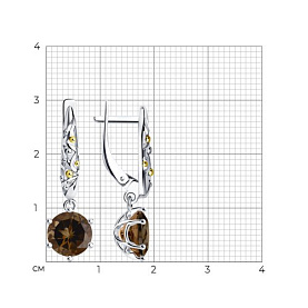 Серьги SOKOLOV - Серебро 925, Раухтопаз (арт. 92021903)