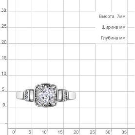 Кольцо Аквамарин - Серебро 925, Фианит (арт. 600454А.5)