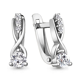 Серьги Аквамарин - Серебро 925, Фианит (арт. 49417А.5)