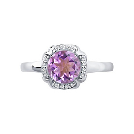Кольцо SOKOLOV - Серебро 925, Аметист, Фианит (арт. 92011518)